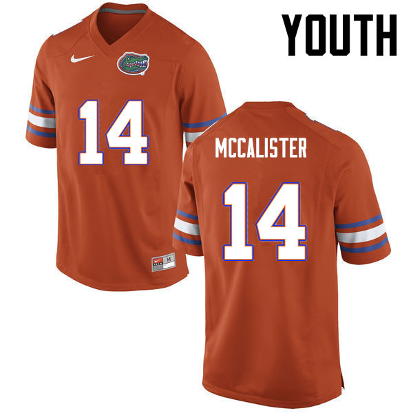 Youth Florida Gators #14 Alex McCalister College Football Jerseys-Orange - Click Image to Close